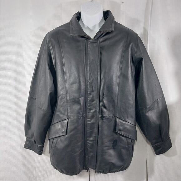 CROFT & BARROW! LUXE BLACK GENUINE LEATHER THERMAL LINED COAT, JACKET! SZ M - Picture 5 of 14